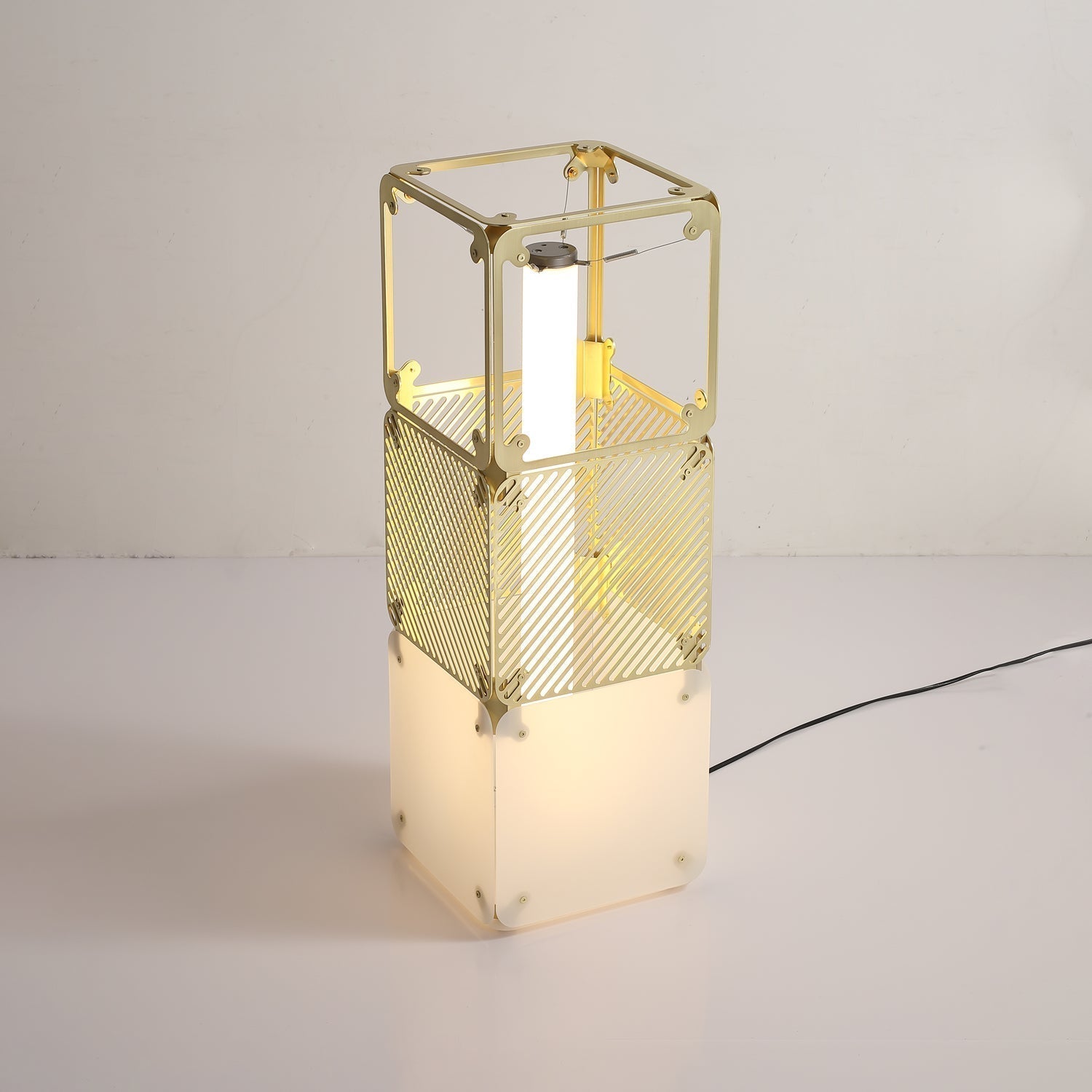 LuxeGrid Industrial Brass Floor Lamp