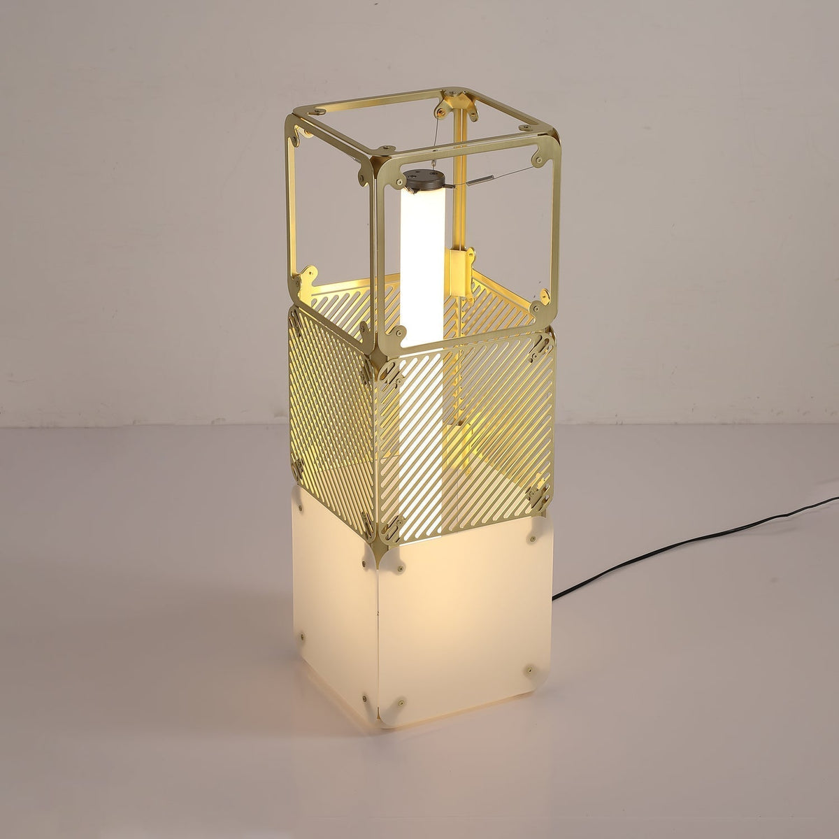 LuxeGrid Industrial Brass Floor Lamp