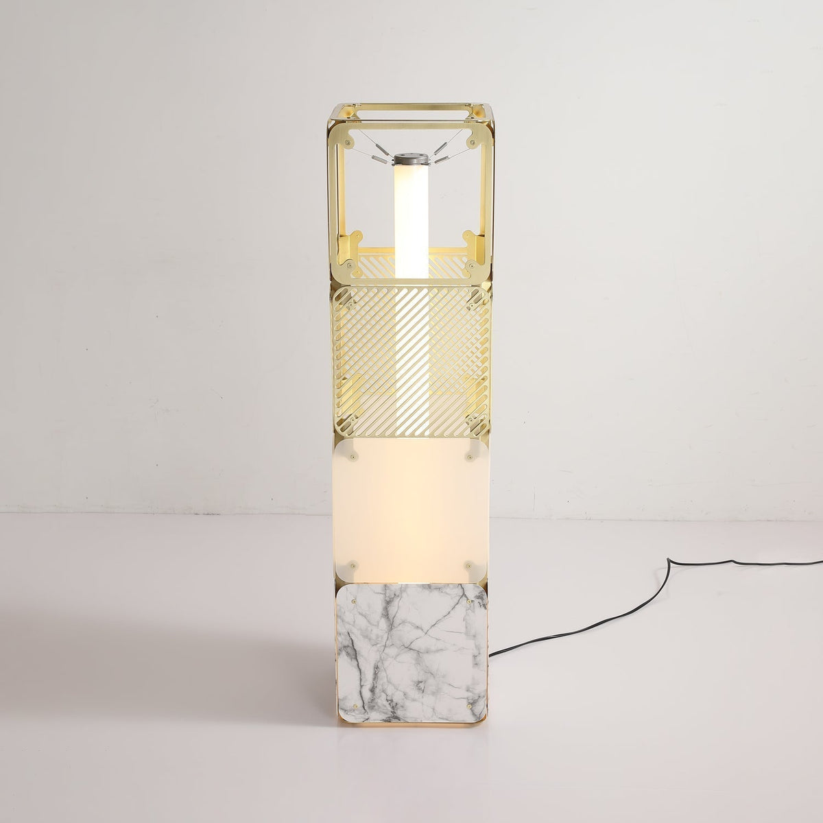 LuxeGrid Industrial Brass Floor Lamp