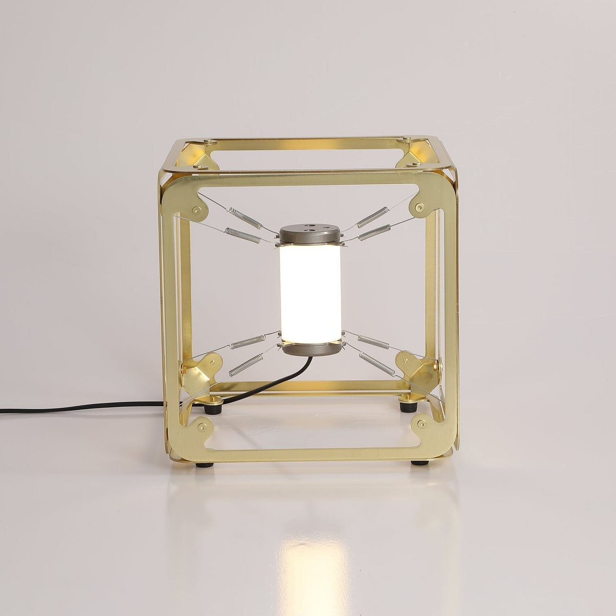 GridGlow Industrial Brass Table Lamp
