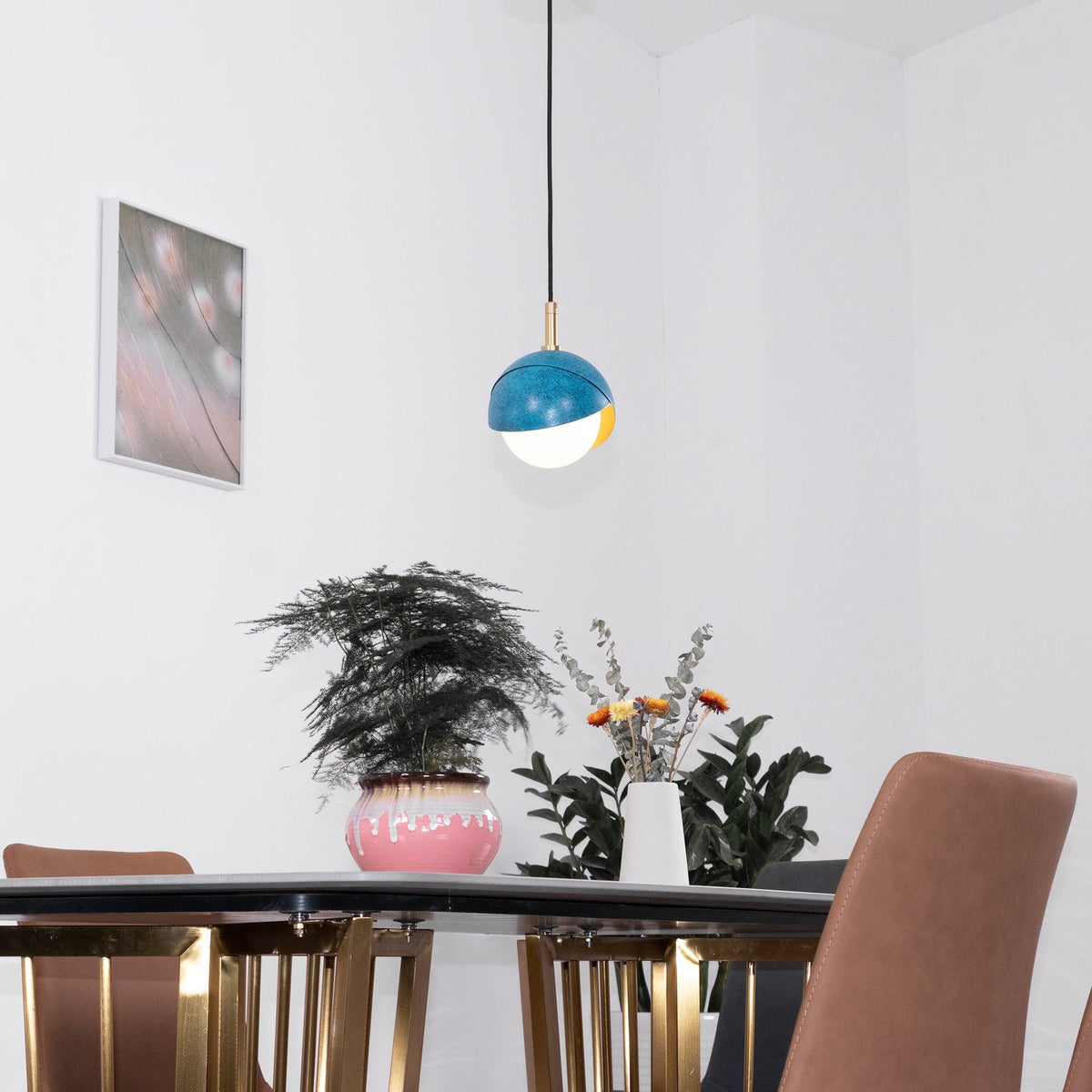 Jynara Pendant Lamp Brass Nested Opal Globe Modern