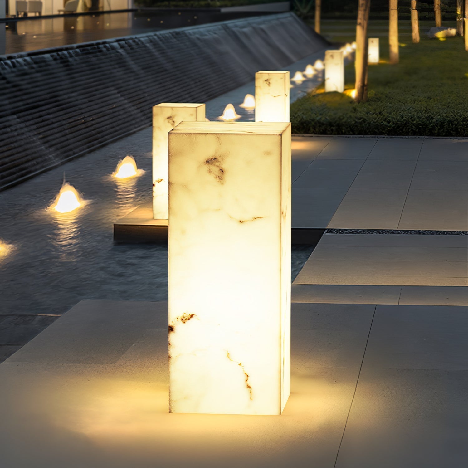 Ardorion Modern Minimalist Cube Marble Outdoor Light