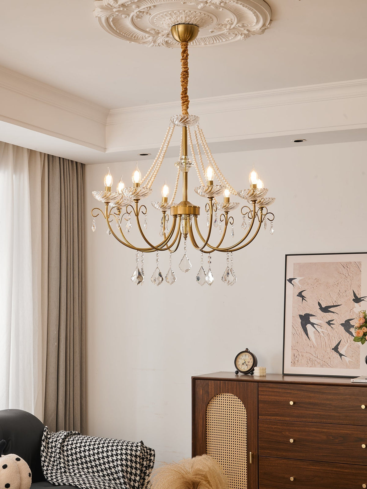 Elyisian Chandelier Pearl Crystal Elegant Classic