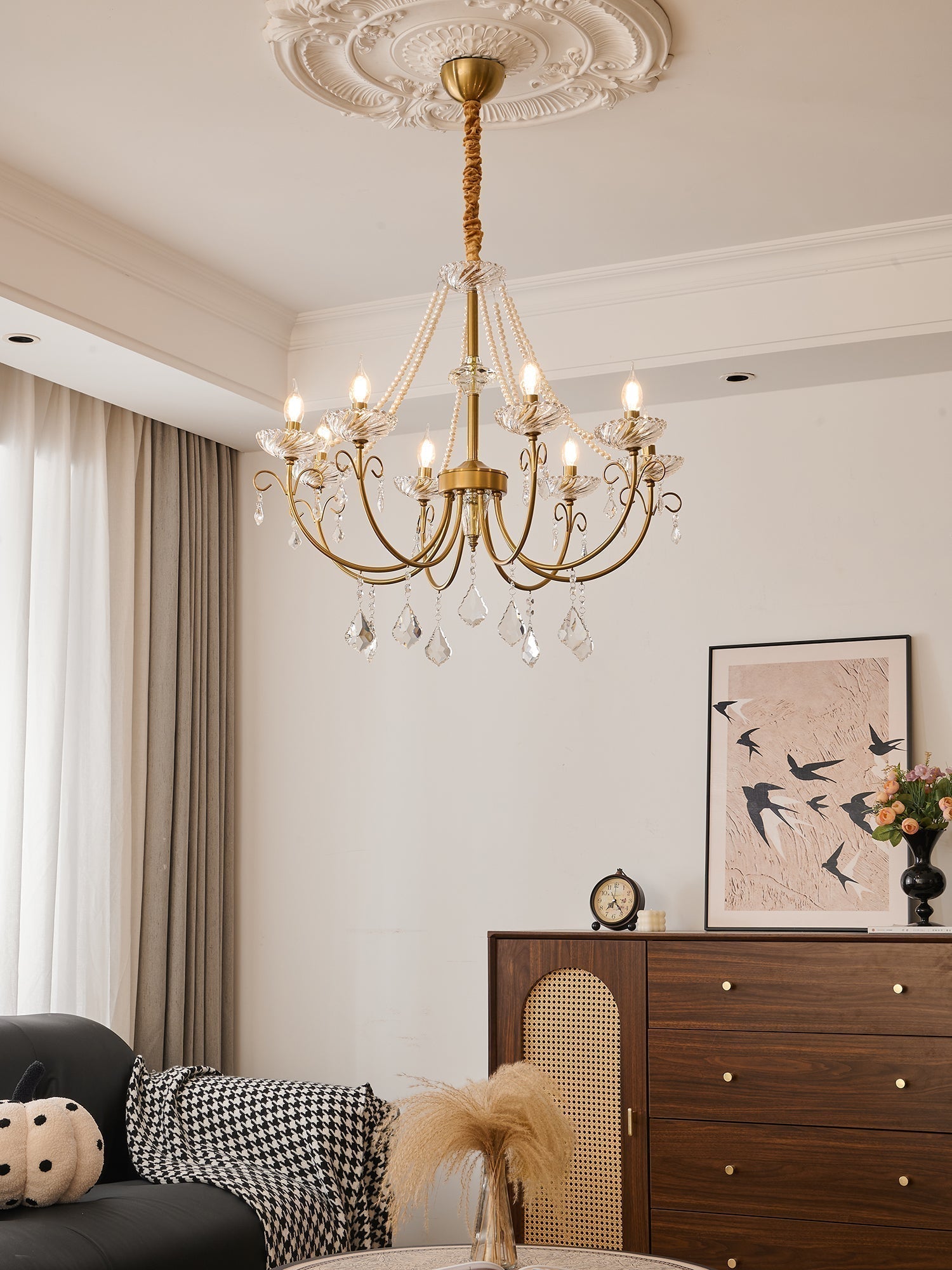 Elyisian Chandelier Pearl Crystal Elegant Classic