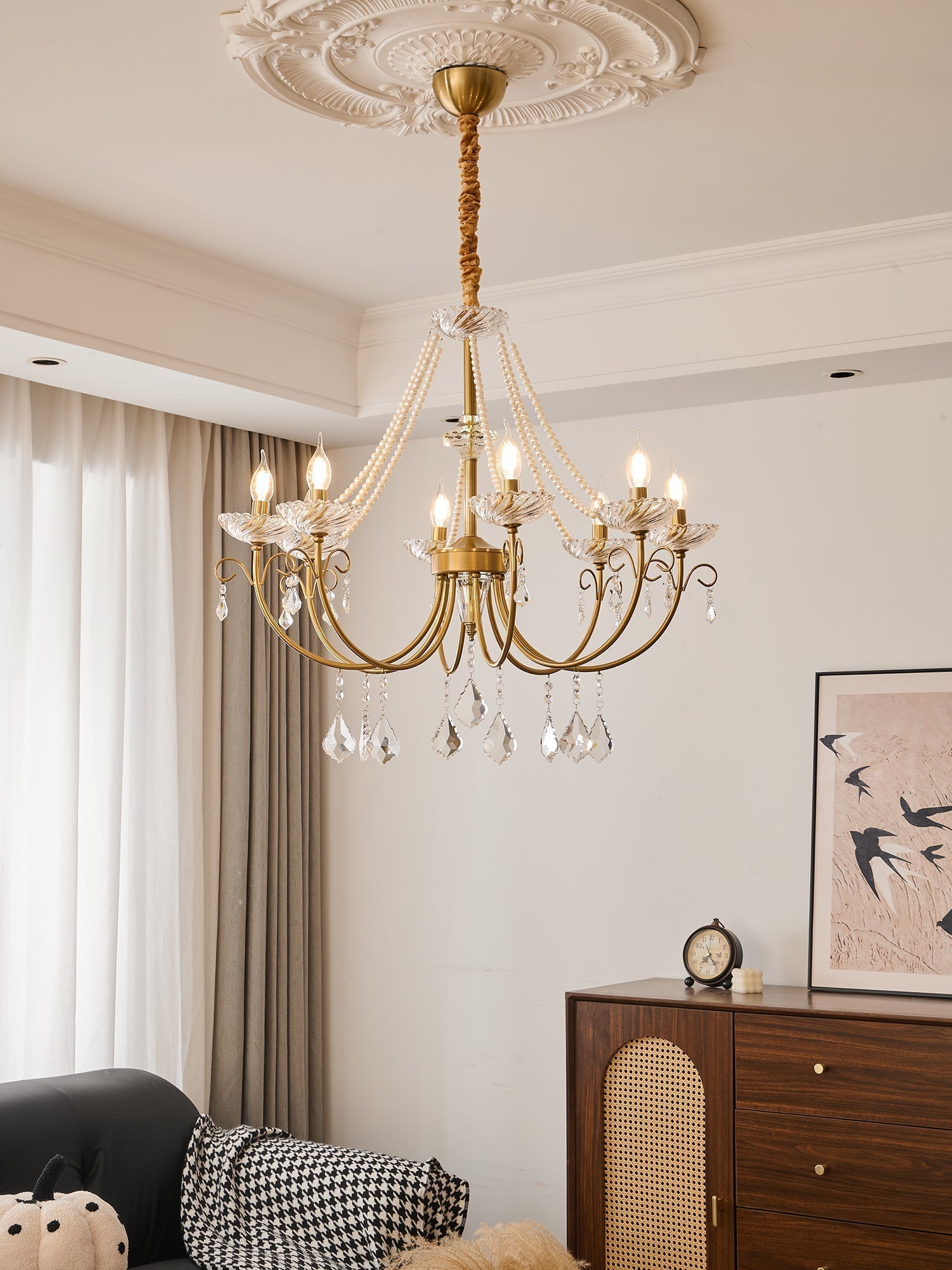Elyisian Chandelier Pearl Crystal Elegant Classic