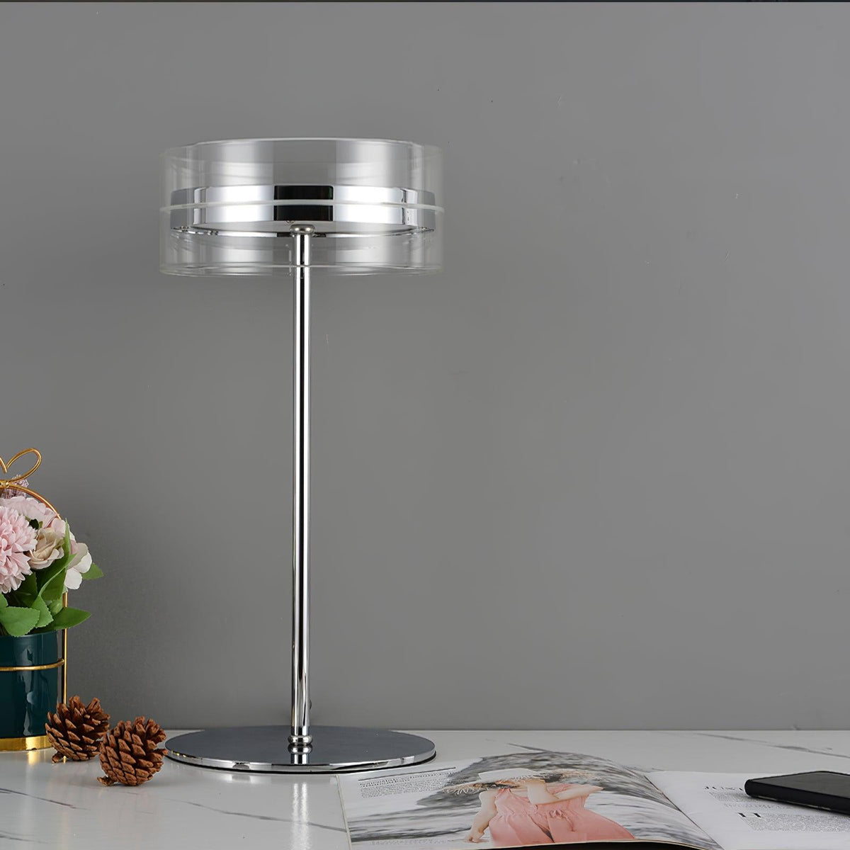 Lioreette Chrome & Glass Table Lamp