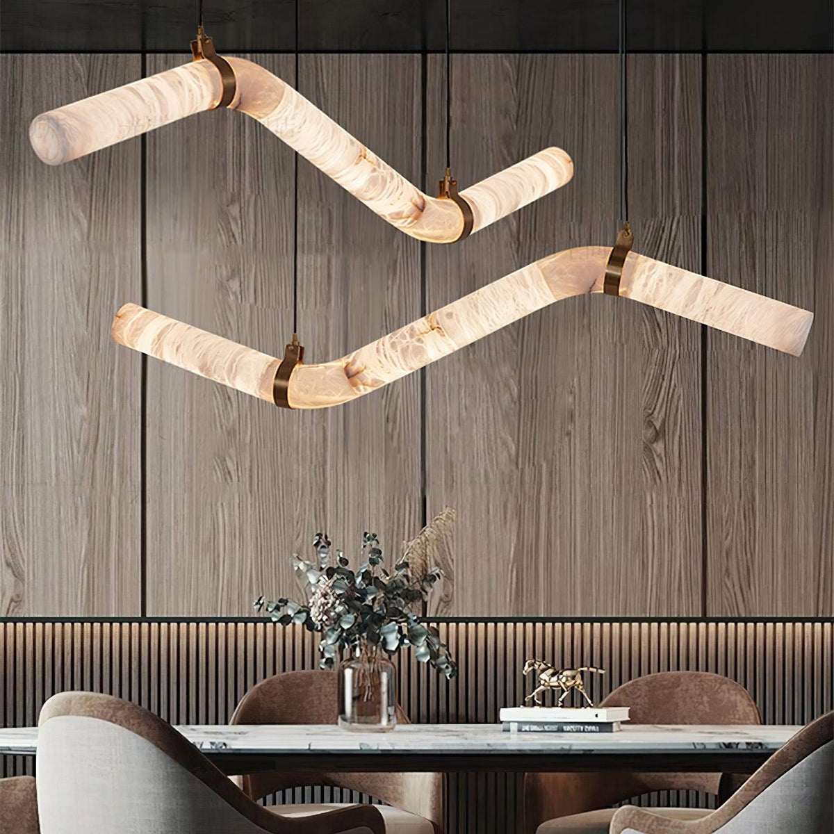 Mithos Curved Alabaster Pendant Light