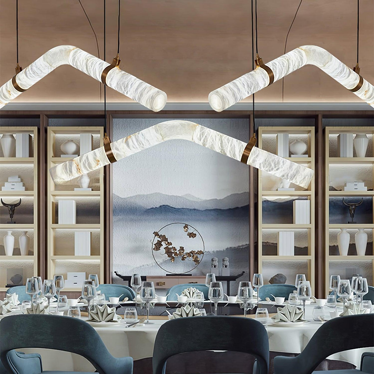 Mithos Curved Alabaster Pendant Light