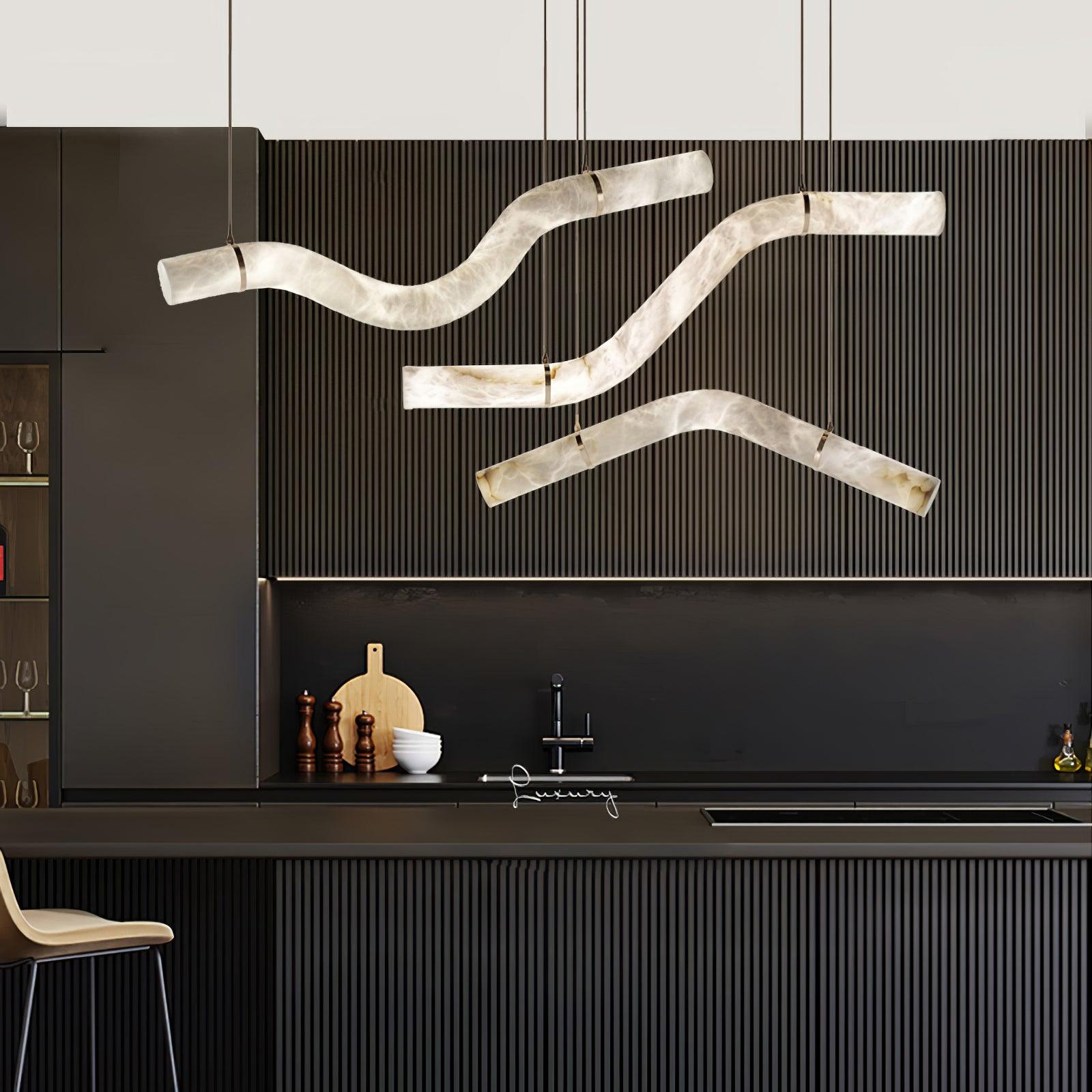 Mithos Curved Alabaster Pendant Light