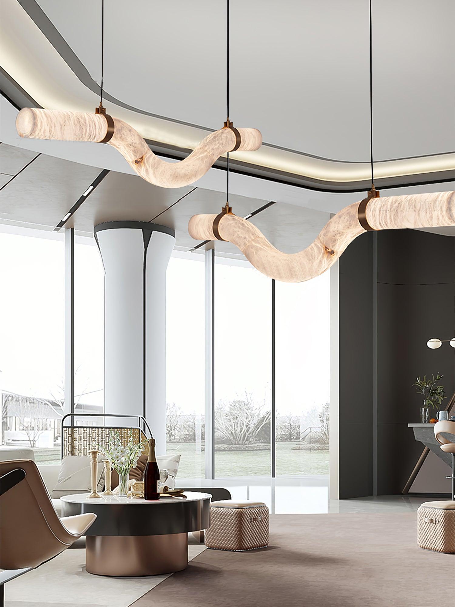 Mithos Curved Alabaster Pendant Light