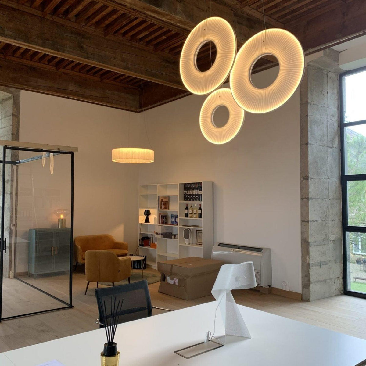 Lumira Pendant Lamp White Fabric Classic
