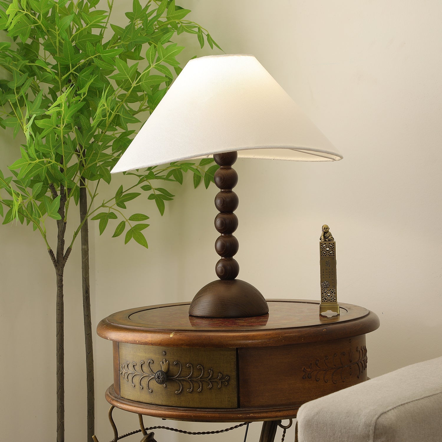Lennox Wood & Fabric Elegant Table Lamp