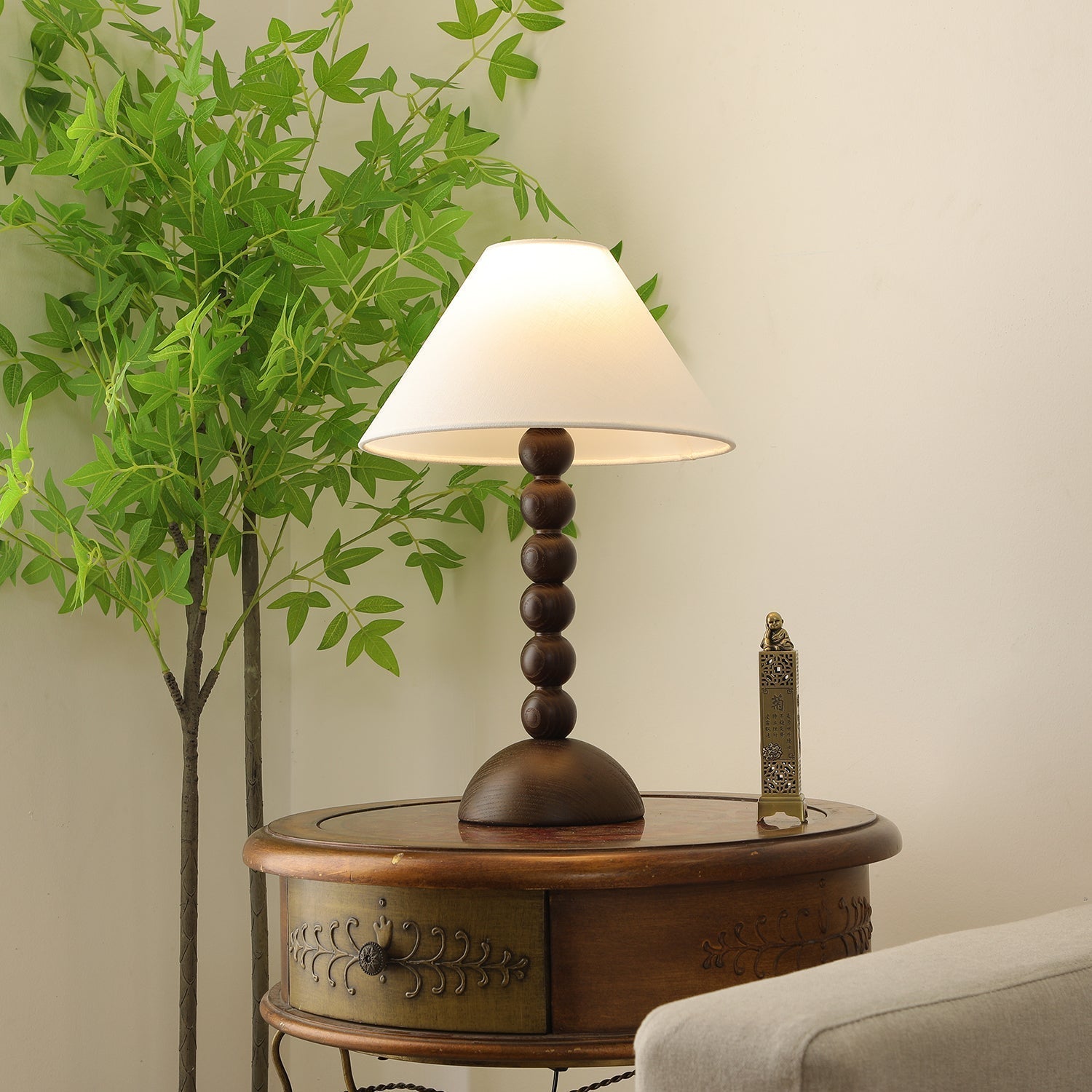Lennox Wood & Fabric Elegant Table Lamp