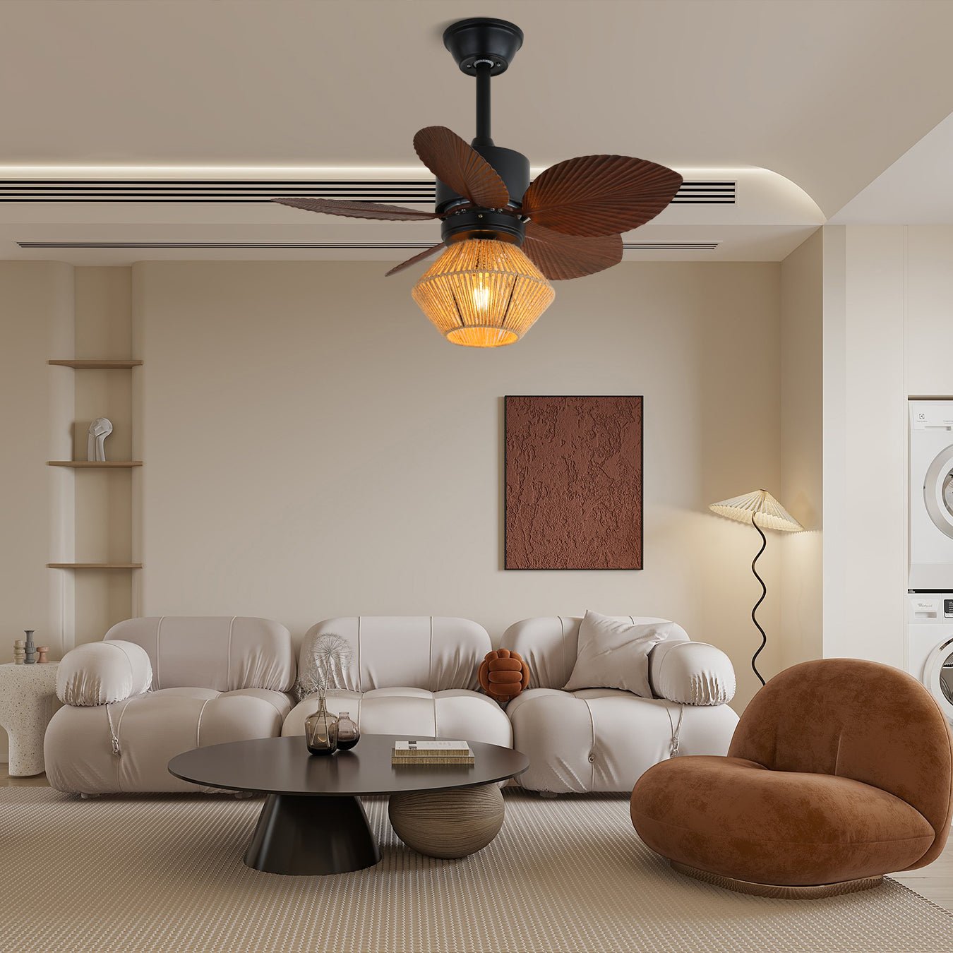 Solaya Tropical Rattan Ceiling Fan Light