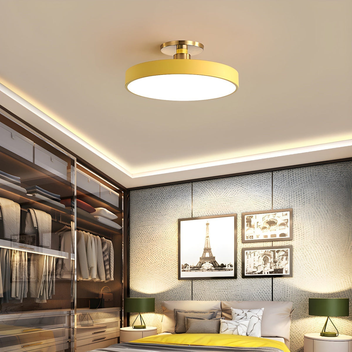 Nalia Ceiling Lamp Flush Mount Black and Gold Modern
