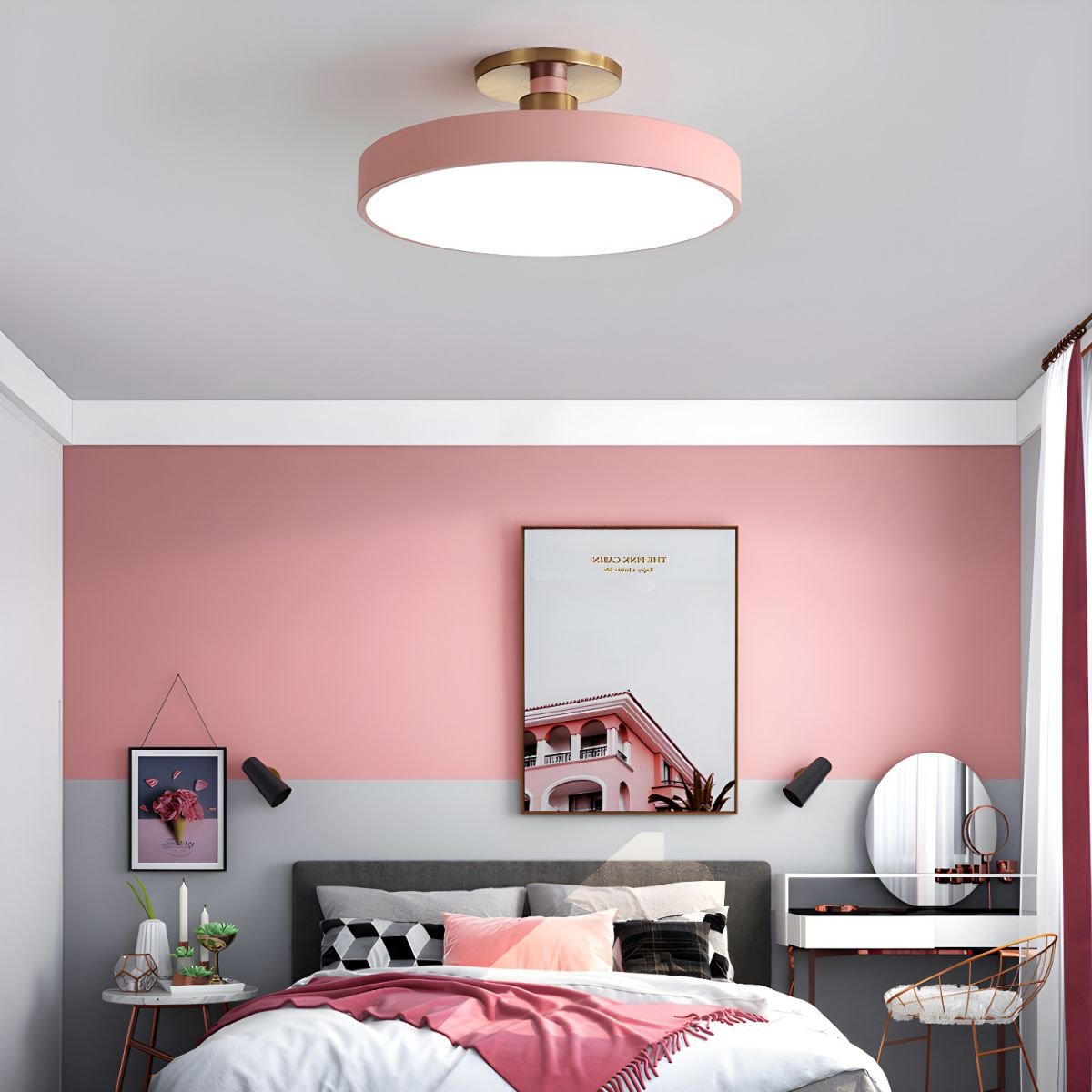 Nalia Ceiling Lamp Flush Mount Black and Gold Modern