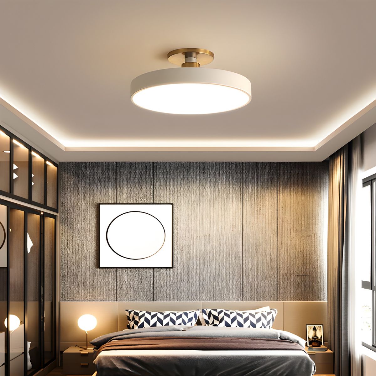Nalia Ceiling Lamp Flush Mount Black and Gold Modern