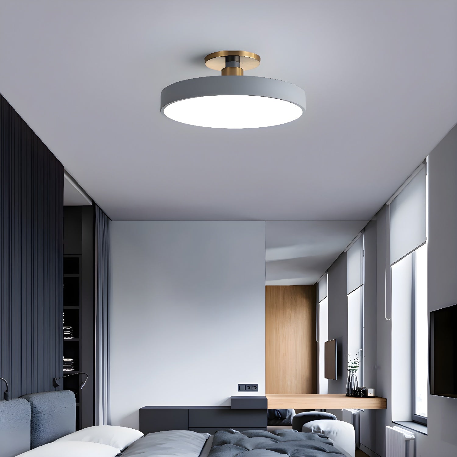 Nalia Ceiling Lamp Flush Mount Black and Gold Modern