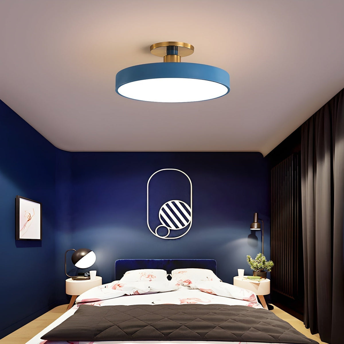 Nalia Ceiling Lamp Flush Mount Black and Gold Modern