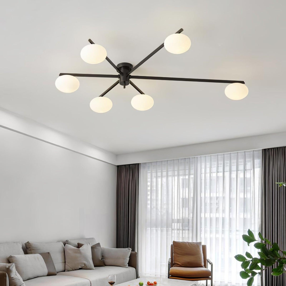 Nolan Modern Glass Black Ceiling Light
