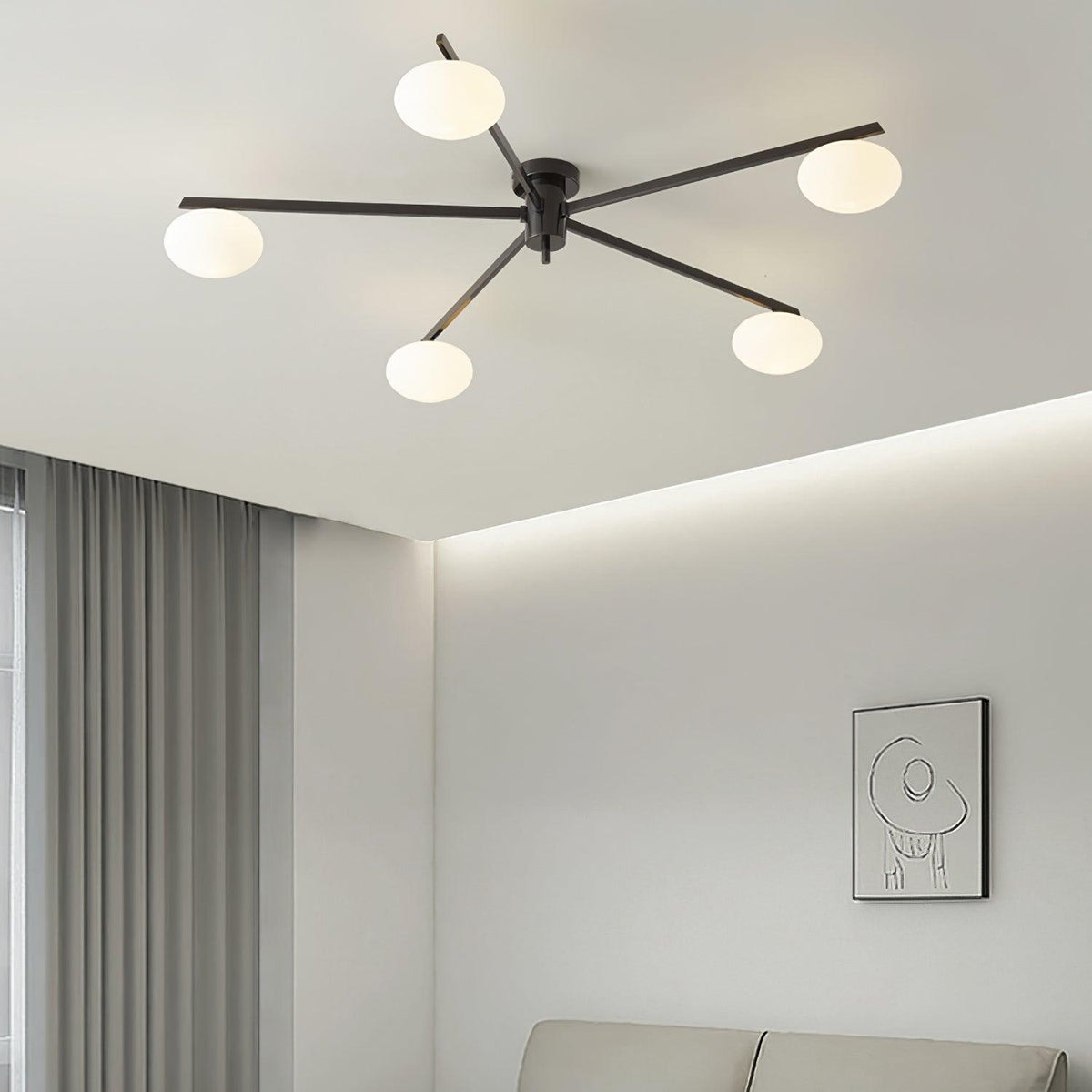 Nolan Modern Glass Black Ceiling Light