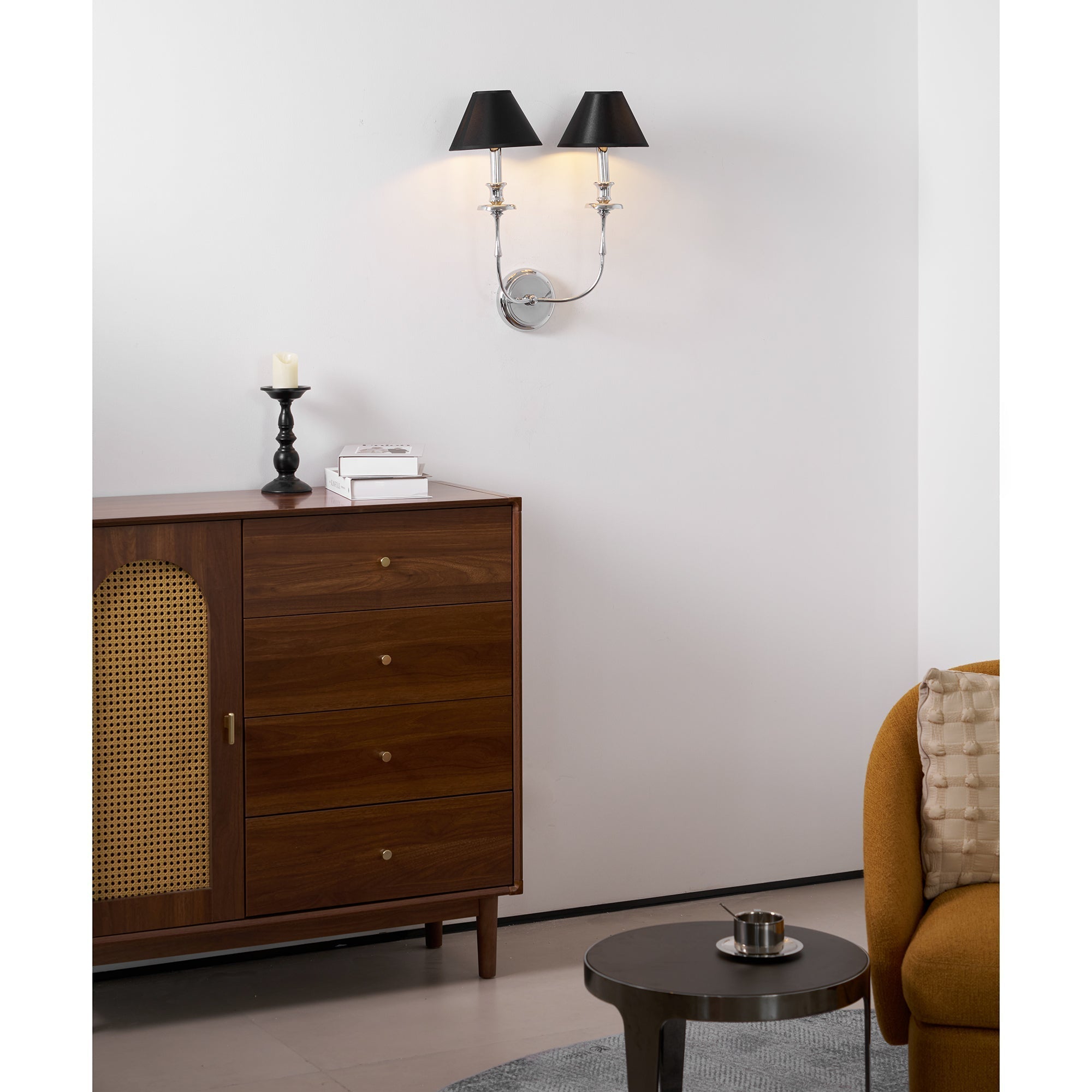 Vedoror Vintage Industrial Brass Fabric Wall Light