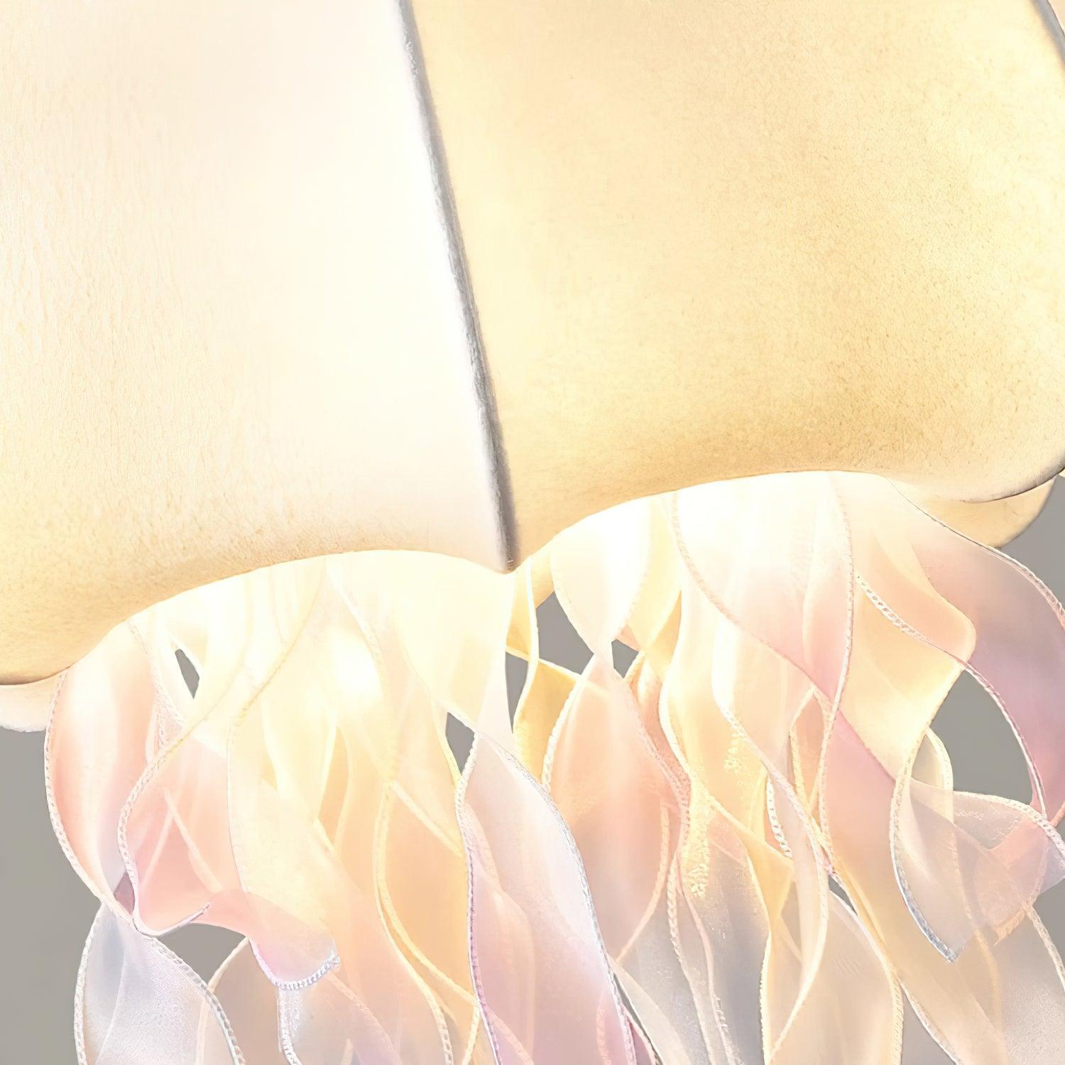 Jellyfish Pendant Light with Iridescent Ribbons - Neutral Decor