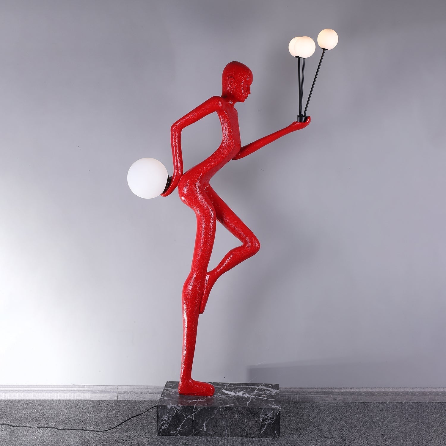 Jovian Juggler Black Sculptural Floor Lamp