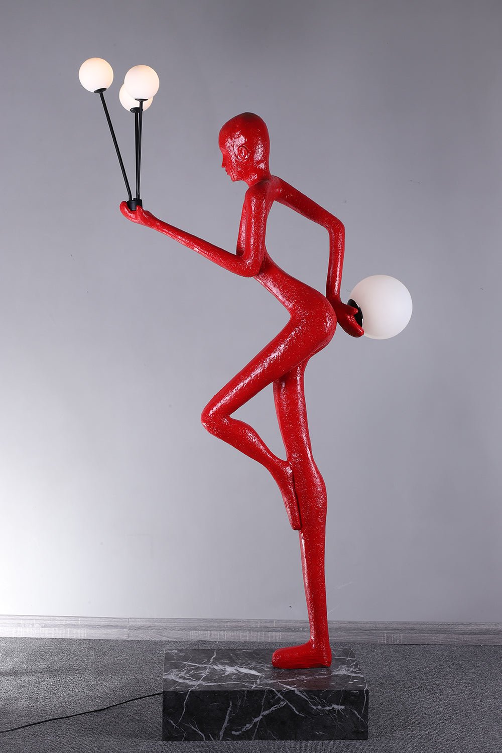 Jovian Juggler Black Sculptural Floor Lamp