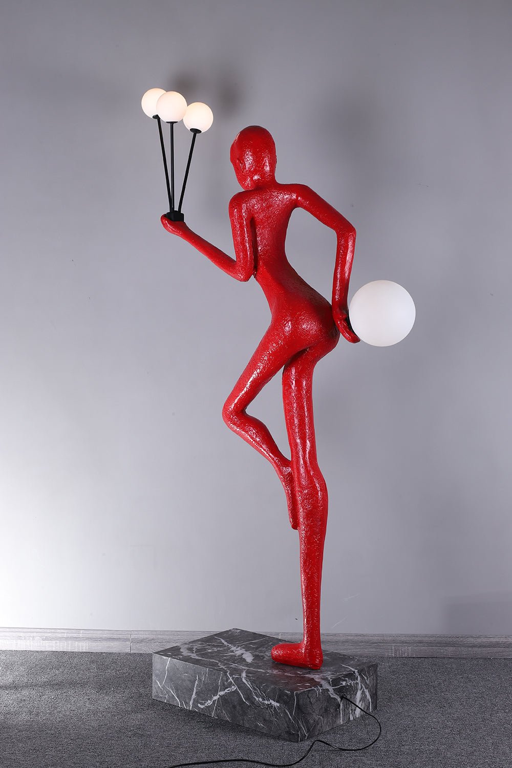 Jovian Juggler Black Sculptural Floor Lamp
