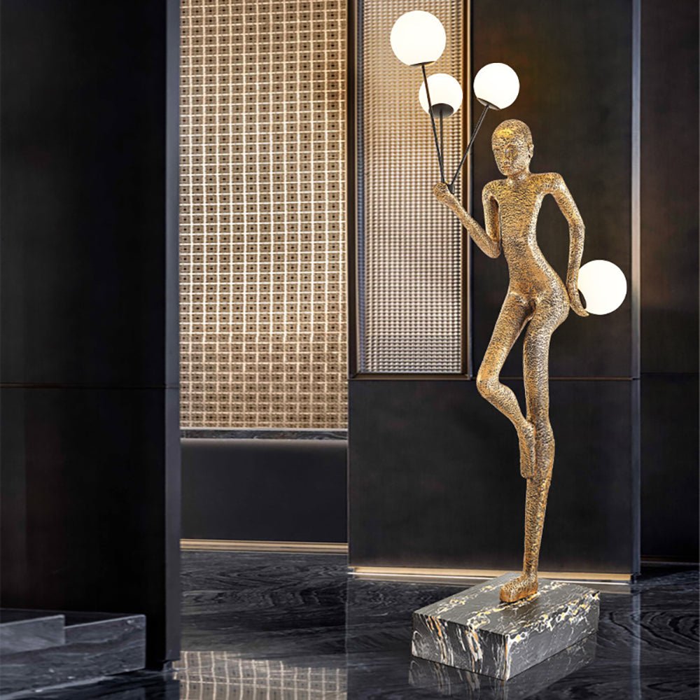 Jovian Juggler Black Sculptural Floor Lamp