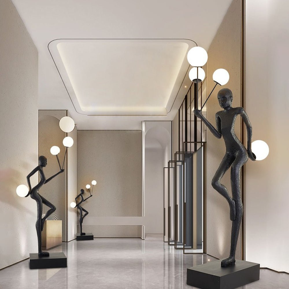 Jovian Juggler Black Sculptural Floor Lamp