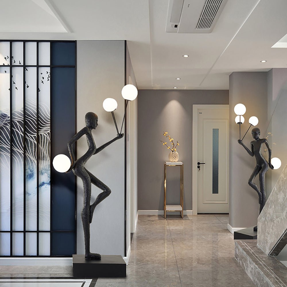 Jovian Juggler Black Sculptural Floor Lamp