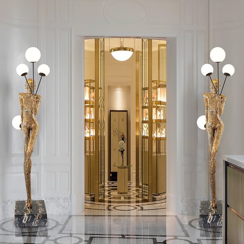 Jovian Juggler Black Sculptural Floor Lamp