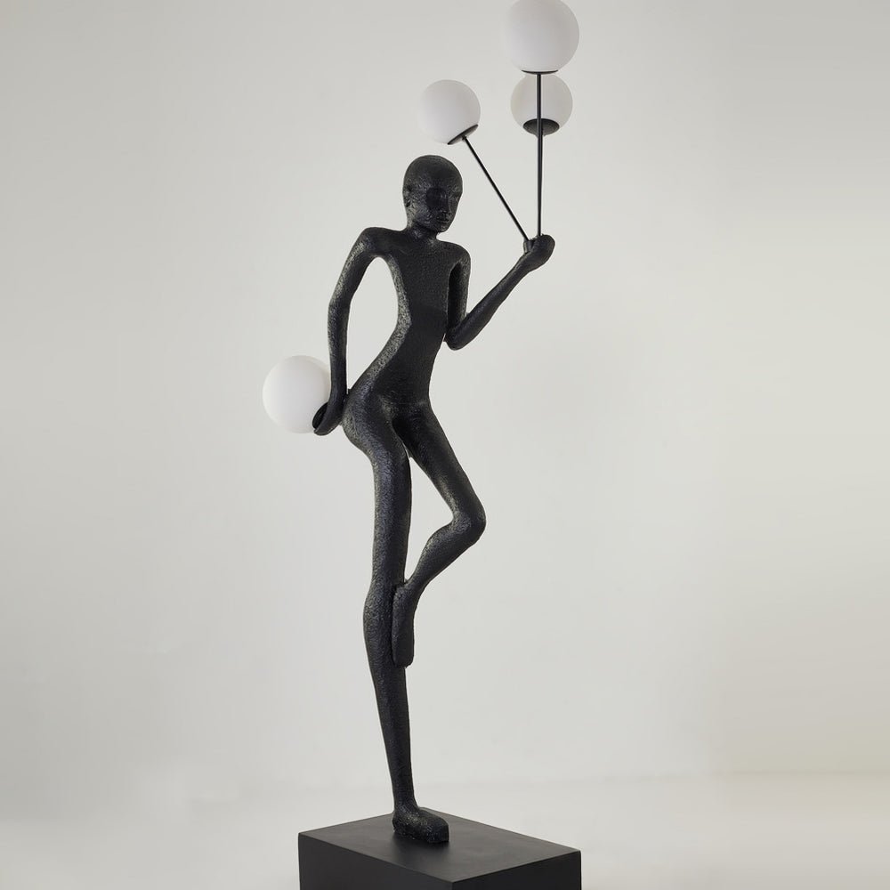 Jovian Juggler Black Sculptural Floor Lamp