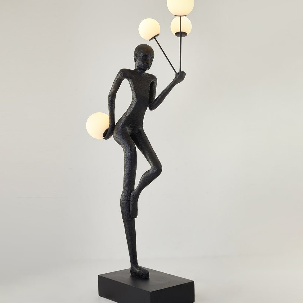 Jovian Juggler Black Sculptural Floor Lamp
