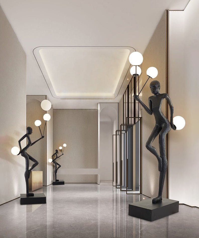 Jovian Juggler Black Sculptural Floor Lamp