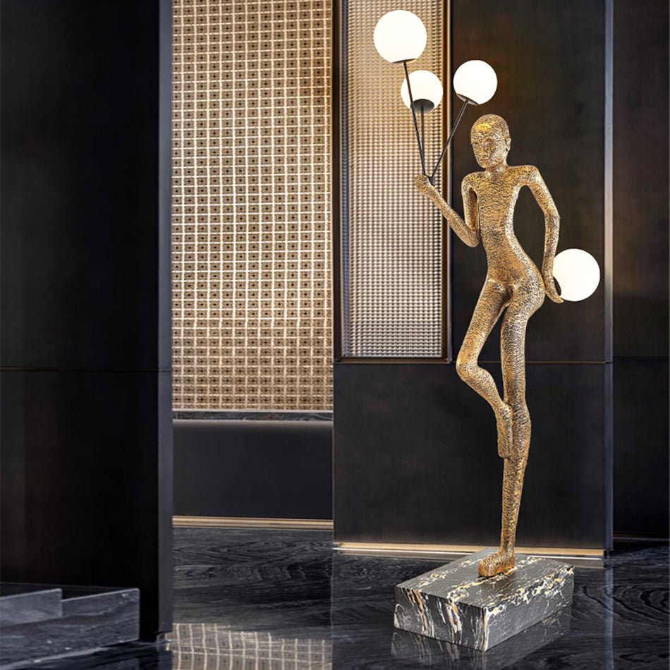 Jovian Juggler Black Sculptural Floor Lamp