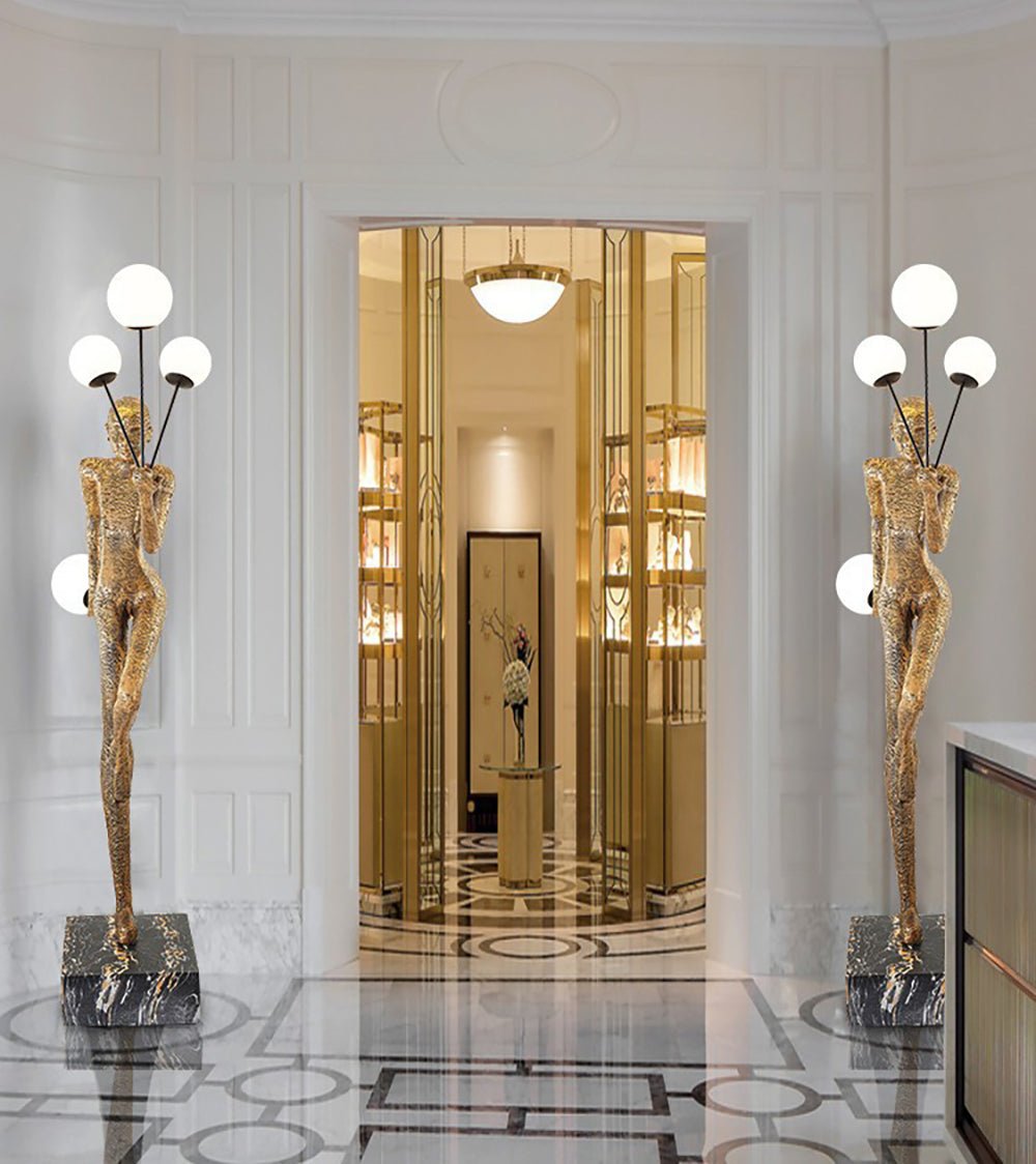 Jovian Juggler Black Sculptural Floor Lamp