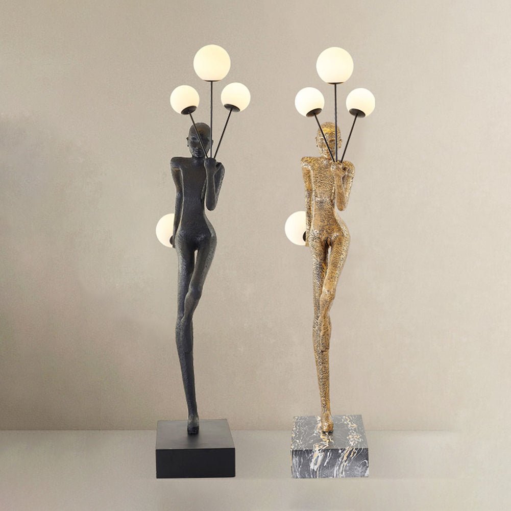 Jovian Juggler Black Sculptural Floor Lamp