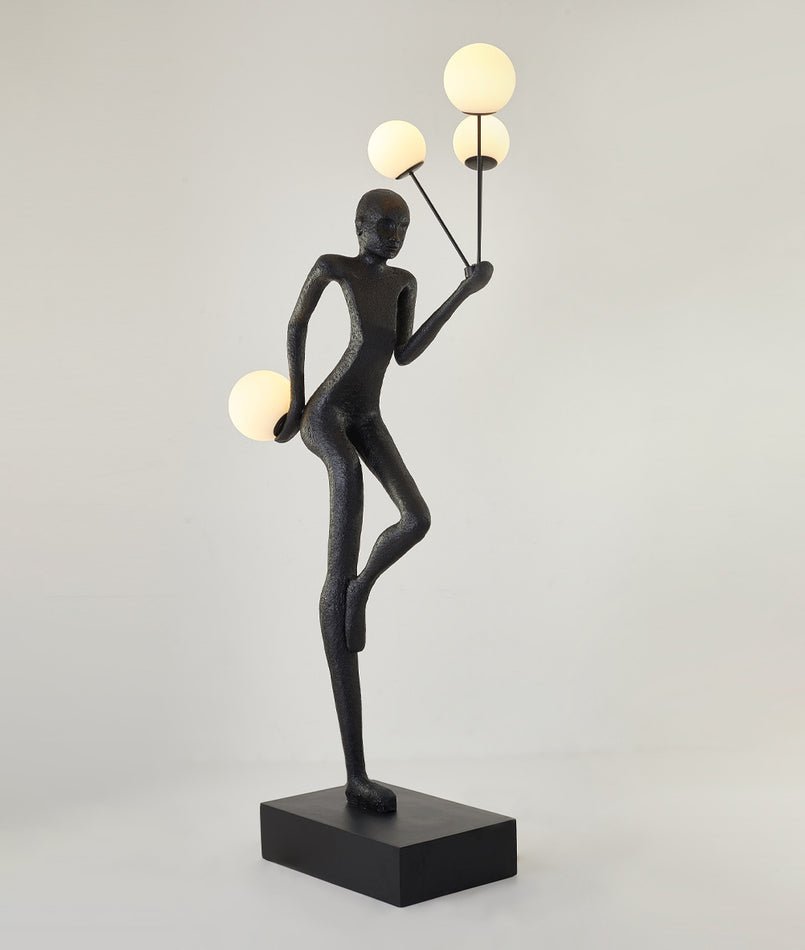 Jovian Juggler Black Sculptural Floor Lamp