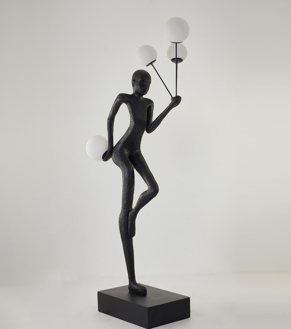Jovian Juggler Black Sculptural Floor Lamp