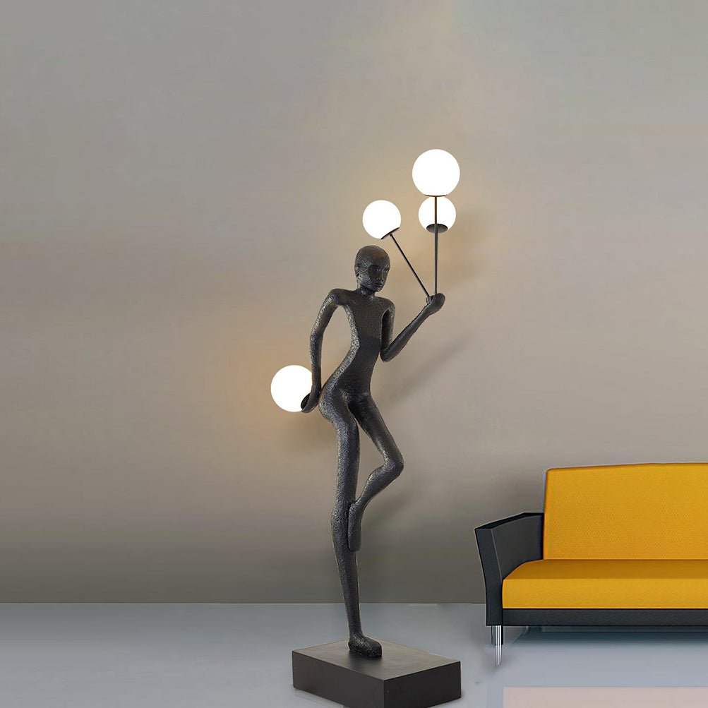 Jovian Juggler Black Sculptural Floor Lamp