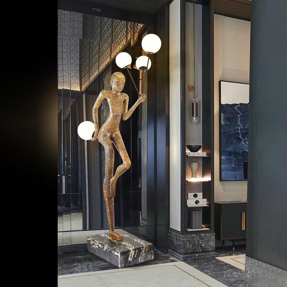 Jovian Juggler Black Sculptural Floor Lamp