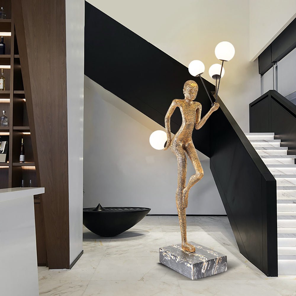 Jovian Juggler Black Sculptural Floor Lamp