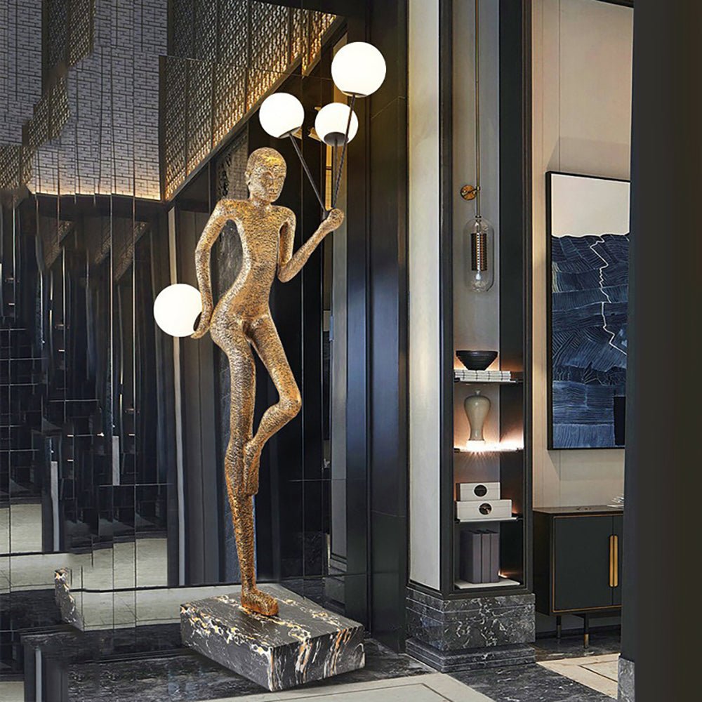 Jovian Juggler Black Sculptural Floor Lamp