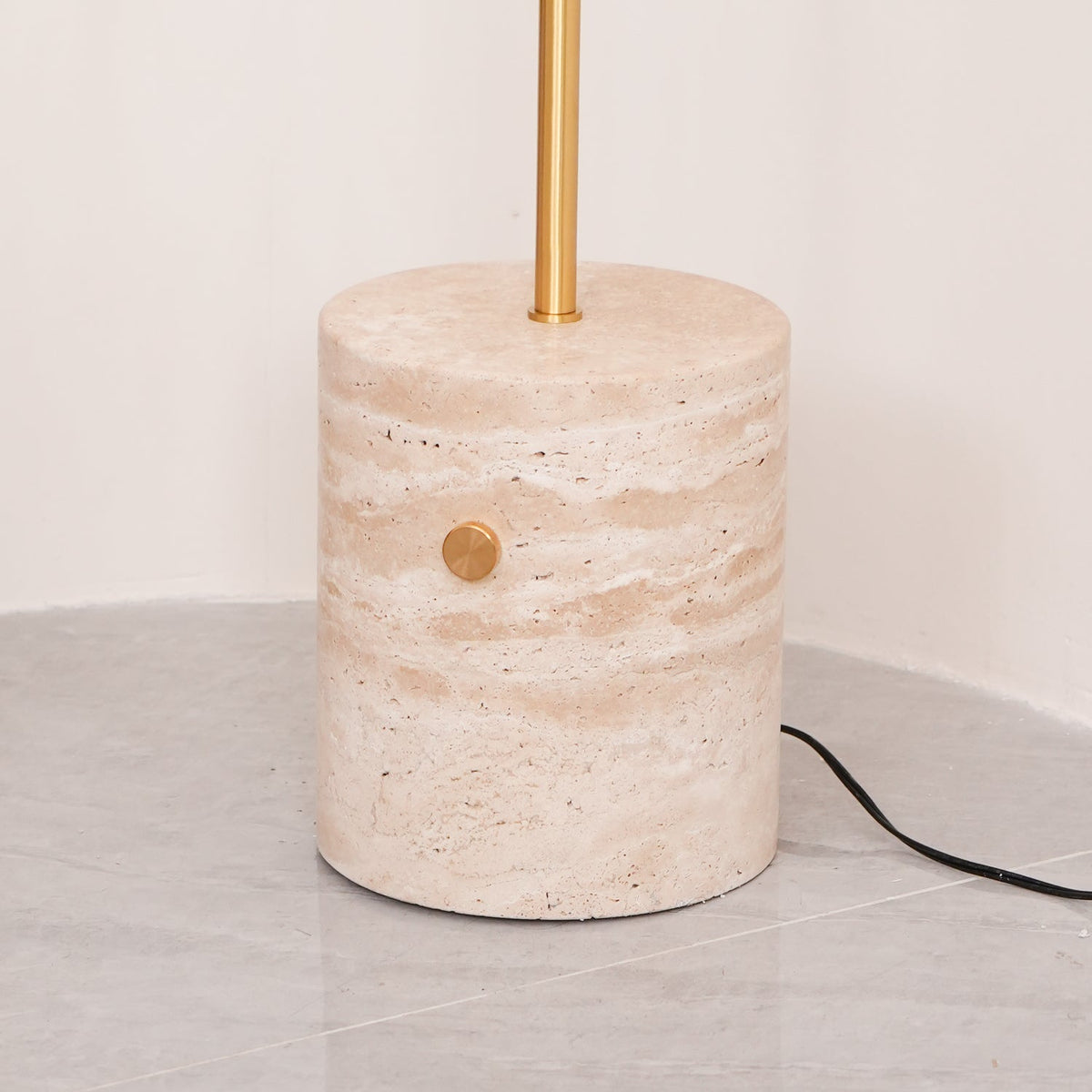 Iloryra Column-Base Travertine Floor Lamp