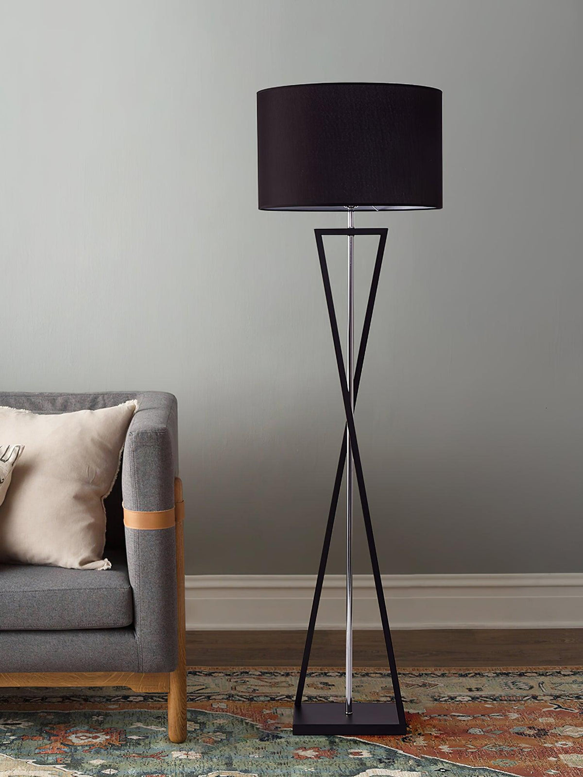 Xeno Black Fabric Modern Floor Lamp