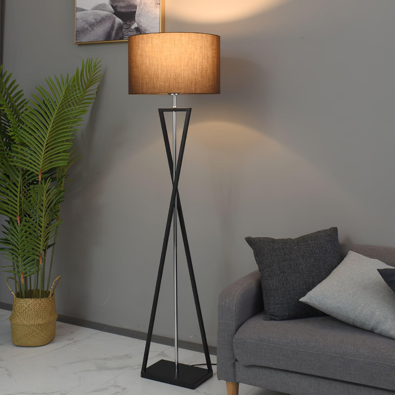 Xeno Black Fabric Modern Floor Lamp