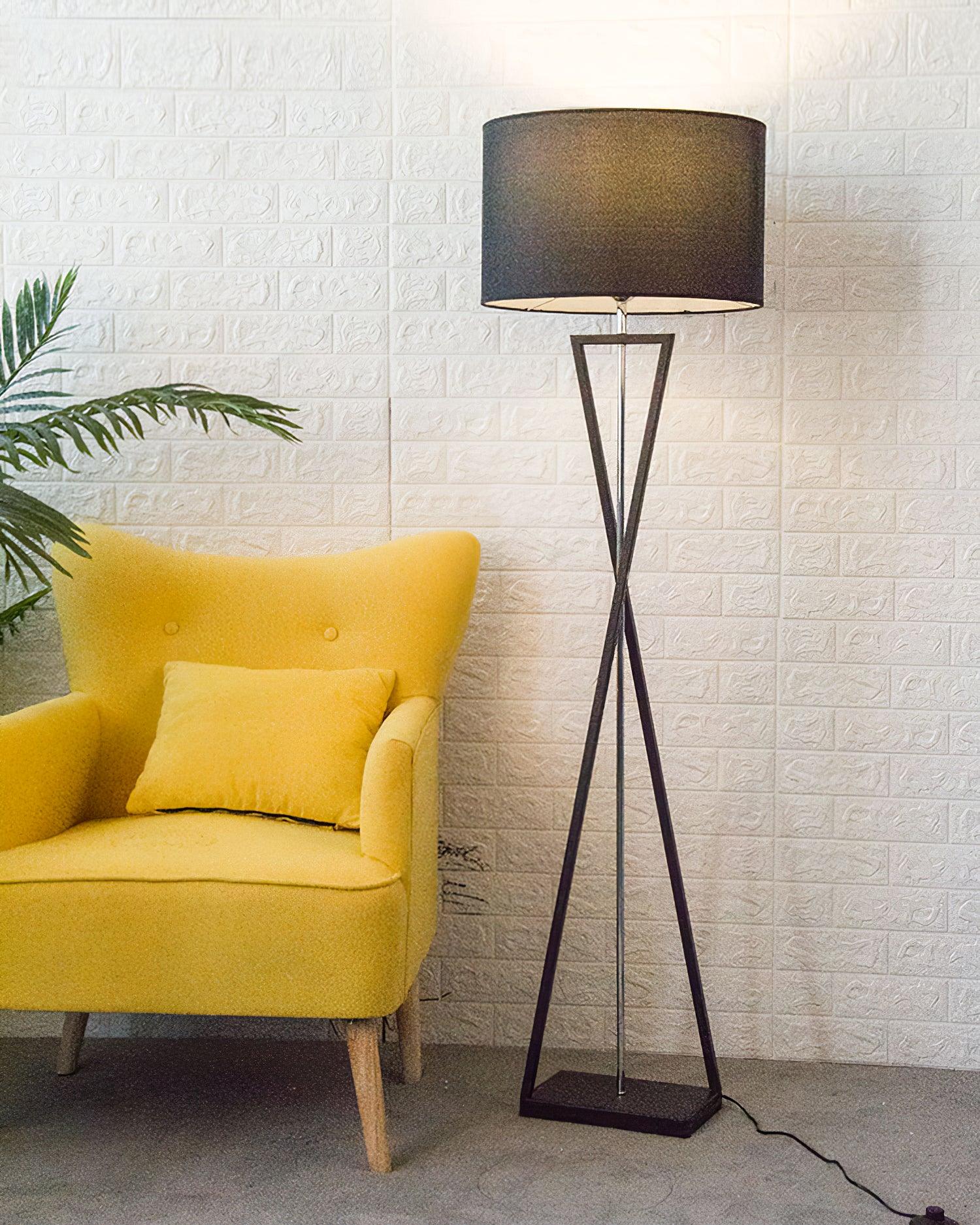 Xeno Black Fabric Modern Floor Lamp